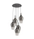 Yorktown 78cm Round 5 Light Pendant 23cm Pear Glass Black Chrome/Matt Black Smoked/Clear-4