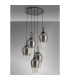 Yorktown 78cm Round 5 Light Pendant 23cm Pear Glass Black Chrome/Matt Black Smoked/Clear-9