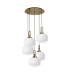 Yorktown 75cm 2.5m Round Pendant 5 x E27 Brass Gold/Matt Black 30cm Pumpkin Shaped Ribbed Opal Glass-4