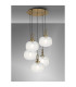Yorktown 75cm 2.5m Round Pendant 5 x E27 Brass Gold/Matt Black 30cm Pumpkin Shaped Ribbed Clear Glass-3
