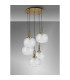 Yorktown 75cm 2.5m Round Pendant 5 x E27 Brass Gold/Matt Black 30cm Pumpkin Shaped Ribbed Clear Glass-10