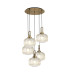 Yorktown 75cm 2.5m Round Pendant 5 x E27 Brass Gold/Matt Black 30cm Pumpkin Shaped Ribbed Champagne Glass-1