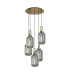 Yorktown 65cm Round 5 Light Pendant 20cm Tubular Ribbed Glass Brass Gold/Matt Black Smoked-1