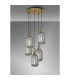 Yorktown 65cm Round 5 Light Pendant 20cm Tubular Ribbed Glass Brass Gold/Matt Black Smoked-3