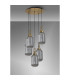 Yorktown 65cm Round 5 Light Pendant 20cm Tubular Ribbed Glass Brass Gold/Matt Black Smoked-10