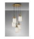 Yorktown 65cm Round 5 Light Pendant 20cm Tubular Ribbed Glass Brass Gold/Matt Black Champagne-10