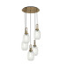 Yorktown 65cm Round 5 Light Pendant 20cm Almond Ribbed Glass Brass Gold/Matt Black Clear-1