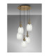 Yorktown 65cm Round 5 Light Pendant 20cm Almond Ribbed Glass Brass Gold/Matt Black Clear-3