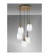 Yorktown 65cm Round 5 Light Pendant 20cm Almond Ribbed Glass Brass Gold/Matt Black Clear-9