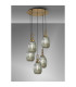 Yorktown 65cm Round 5 Light Pendant 20cm Almond Ribbed Glass Brass Gold/Matt Black Smoked-3