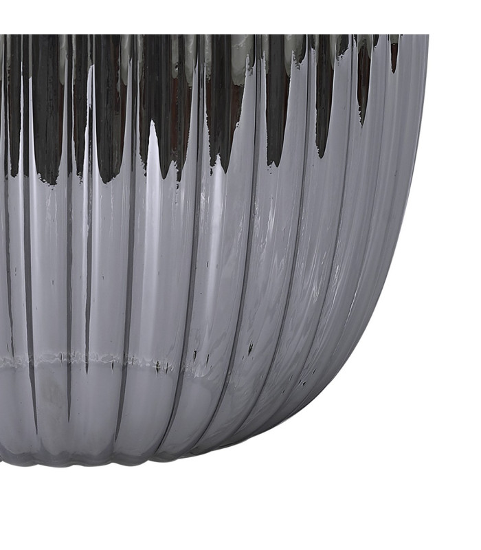 Yorktown 65cm Round 5 Light Pendant 20cm Almond Ribbed Glass Brass Gold/Matt Black Smoked-6