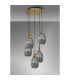 Yorktown 65cm Round 5 Light Pendant 20cm Almond Ribbed Glass Brass Gold/Matt Black Smoked-9