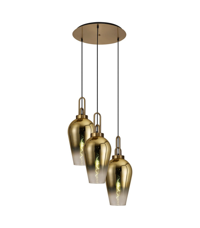 Yorktown 68cm Round 3 Light Pendant 23cm Pear Glass Brass Gold/Matt Black Brass Gold/Clear-1