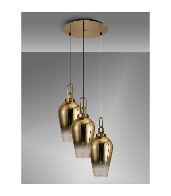 Yorktown 68cm Round 3 Light Pendant 23cm Pear Glass Brass Gold/Matt Black Brass Gold/Clear-10