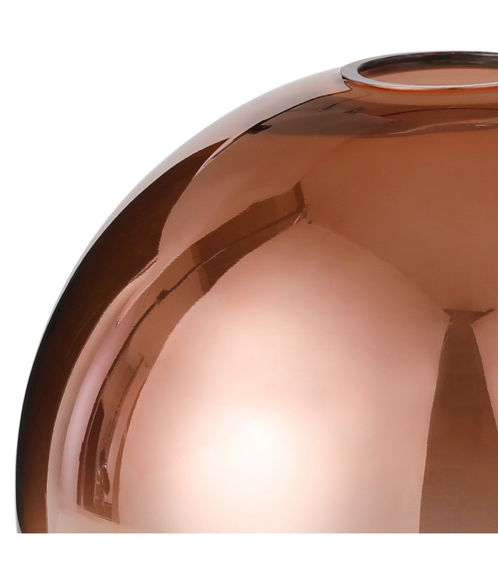 Yorktown 75cm Round 5 Light Pendant 30cm Globe Glass Copper/Matt Black Copper/Clear-7