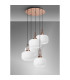 Yorktown 75cm 2.5m Round Pendant 5 x E27 Copper/Matt Black 30cm Pumpkin Shaped Ribbed Opal Glass-10