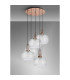 Yorktown 75cm 2.5m Round Pendant 5 x E27 Copper/Matt Black 30cm Pumpkin Shaped Ribbed Clear Glass-10