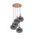 Yorktown 75cm 2.5m Round Pendant 5 x E27 Copper/Matt Black 30cm Pumpkin Shaped Ribbed Smoked Glass-4
