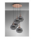Yorktown 75cm 2.5m Round Pendant 5 x E27 Copper/Matt Black 30cm Pumpkin Shaped Ribbed Smoked Glass-10