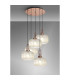 Yorktown 75cm 2.5m Round Pendant 5 x E27 Copper/Matt Black 30cm Pumpkin Shaped Ribbed Champagne Glass-3