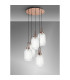 Yorktown 65cm Round 5 Light Pendant 20cm Tubular Ribbed Glass Copper/Matt Black Clear-3