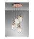 Yorktown 65cm Round 5 Light Pendant 20cm Tubular Ribbed Glass Copper/Matt Black Champagne-10