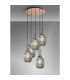 Yorktown 65cm Round 5 Light Pendant 20cm Almond Ribbed Glass Copper/Matt Black Smoked-3