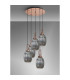 Yorktown 65cm Round 5 Light Pendant 20cm Almond Ribbed Glass Copper/Matt Black Smoked-9