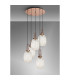 Yorktown 65cm Round 5 Light Pendant 20cm Almond Ribbed Glass Copper/Matt Black Champagne-10