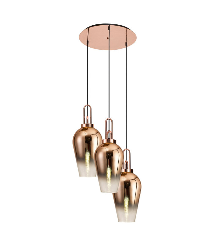 Yorktown 68cm Round 3 Light Pendant 23cm Pear Glass Copper/Matt Black Copper/Clear-1