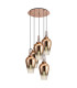 Yorktown 78cm Round 5 Light Pendant 23cm Pear Glass Copper/Matt Black Copper/Clear-1
