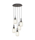 Yorktown 65cm Round 5 Light Pendant 20cm Almond Ribbed Glass Matt Black/Matt Black Champagne-1