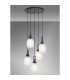 Yorktown 65cm Round 5 Light Pendant 20cm Almond Ribbed Glass Matt Black/Matt Black Champagne-3