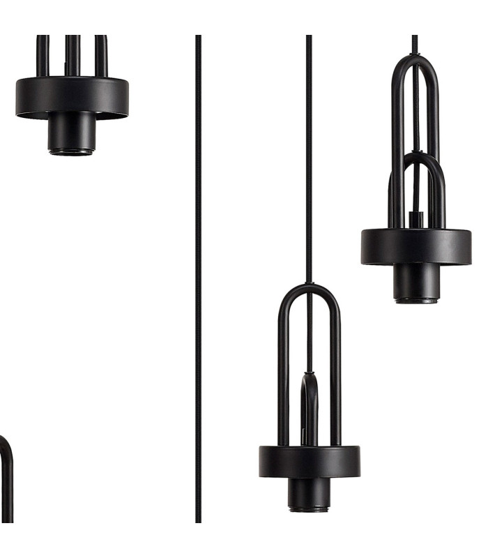 Yorktown 65cm Round 5 Light Pendant 20cm Almond Ribbed Glass Matt Black/Matt Black Champagne-9