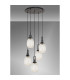 Yorktown 65cm Round 5 Light Pendant 20cm Almond Ribbed Glass Matt Black/Matt Black Champagne-10
