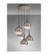 Yorktown 75cm Round 5 Light Pendant 30cm Globe Glass Polished Nickel/Matt Black Smoked/Clear-3