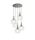 Yorktown 75cm 2.5m Round Pendant 5 x E27 Polished Nickel/Matt Black 30cm Pumpkin Shaped Ribbed Clear Glass-1