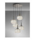 Yorktown 75cm 2.5m Round Pendant 5 x E27 Polished Nickel/Matt Black 30cm Pumpkin Shaped Ribbed Champagne Glass-10
