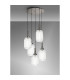 Yorktown 65cm Round 5 Light Pendant 20cm Tubular Ribbed Glass Polished Nickel/Matt Black Clear-3