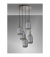 Yorktown 65cm Round 5 Light Pendant 20cm Tubular Ribbed Glass Polished Nickel/Matt Black Smoked-10