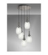 Yorktown 65cm Round 5 Light Pendant 20cm Almond Ribbed Glass Polished Nickel/Matt Black Clear-3