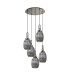 Yorktown 65cm Round 5 Light Pendant 20cm Almond Ribbed Glass Polished Nickel/Matt Black Smoked-4