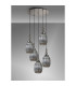 Yorktown 65cm Round 5 Light Pendant 20cm Almond Ribbed Glass Polished Nickel/Matt Black Smoked-9