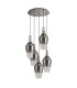 Yorktown 78cm Round 5 Light Pendant 23cm Pear Glass Polished Nickel/Matt Black Smoked/Clear-4