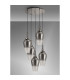 Yorktown 78cm Round 5 Light Pendant 23cm Pear Glass Polished Nickel/Matt Black Smoked/Clear-9
