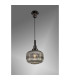 Yorktown Pendant 1 x E27 Black Chrome/Matt Black 30cm Round Ribbed Smoked Glass-3