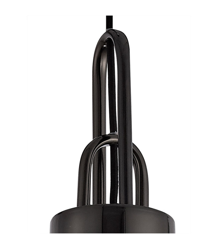 Yorktown Pendant 1 x E27 Black Chrome/Matt Black 30cm Round Ribbed Smoked Glass-7
