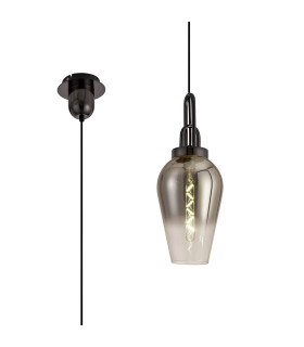 Yorktown 1 Light Pendant E27 23cm Pear Glass Black Chrome/Matt Black/Smoked/Clear-1
