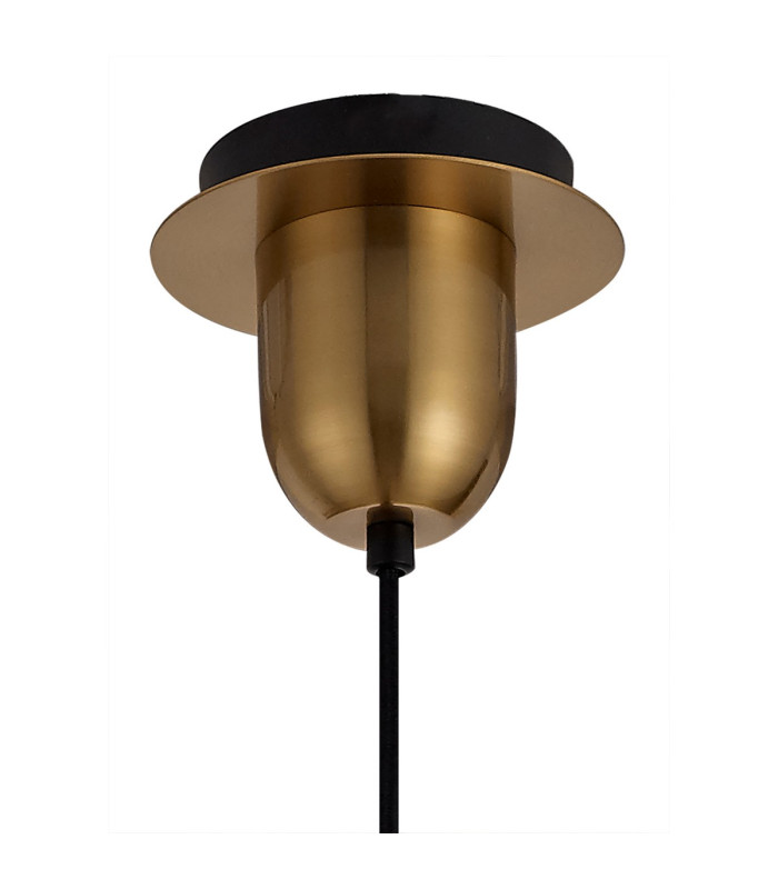 Yorktown 1 Light Pendant E27 23cm Pear Glass Brass Gold/Matt Black/Clear-6