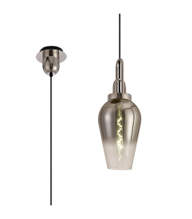 Yorktown 1 Light Pendant E27 23cm Pear Glass Polished Nickel/Matt Black/Smoked/Clear-1